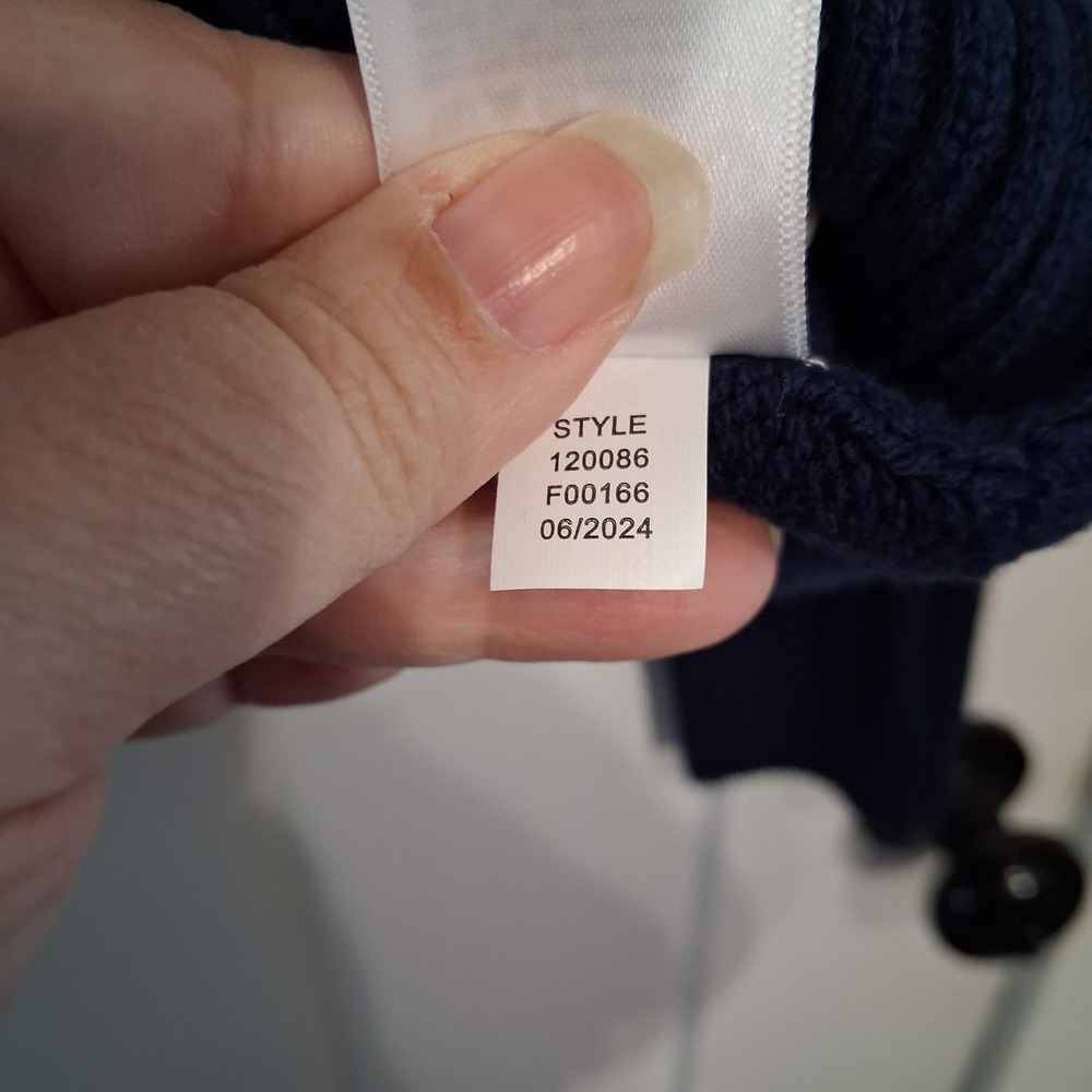 Lucky Brand Womens Navy Blue Ribbed Knit Polo V-Neck Sweater 120086 Size M - Picture 6 of 7